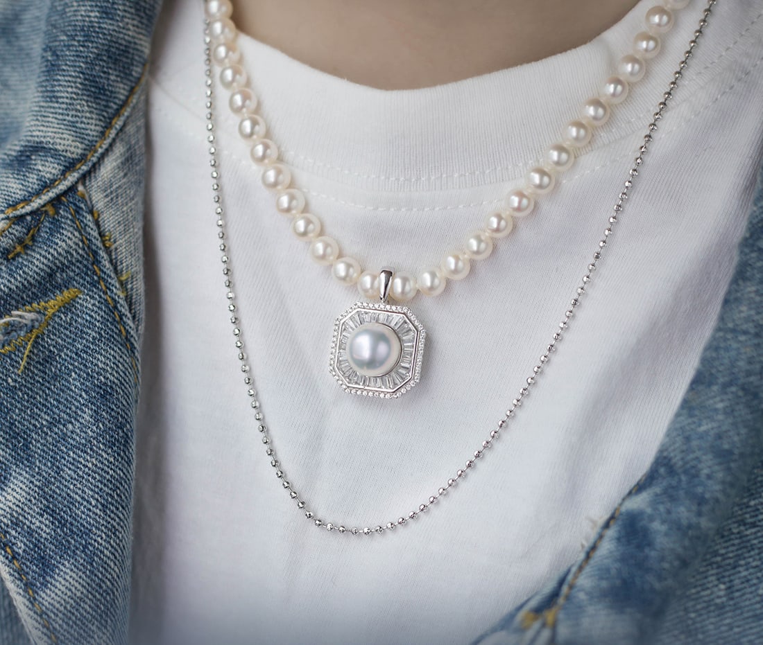 S925 Silver AKOYA Freshwater Pearl Pendant - 3