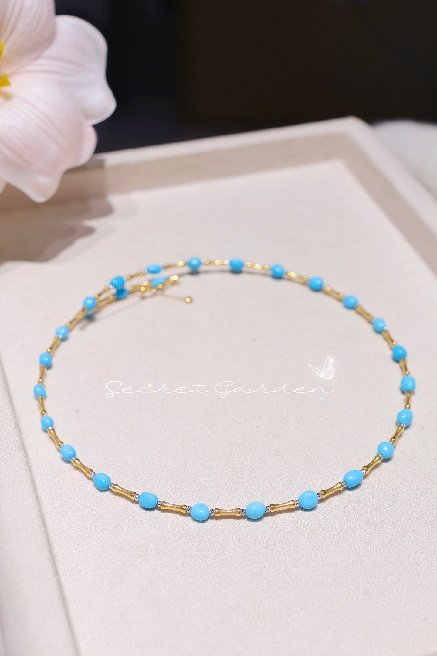 18K Gold Turquoise Choker - 2