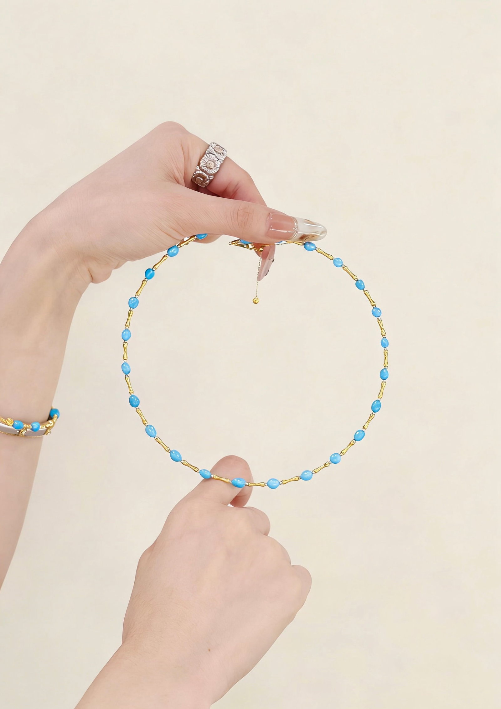 18K Gold Turquoise Choker - 3