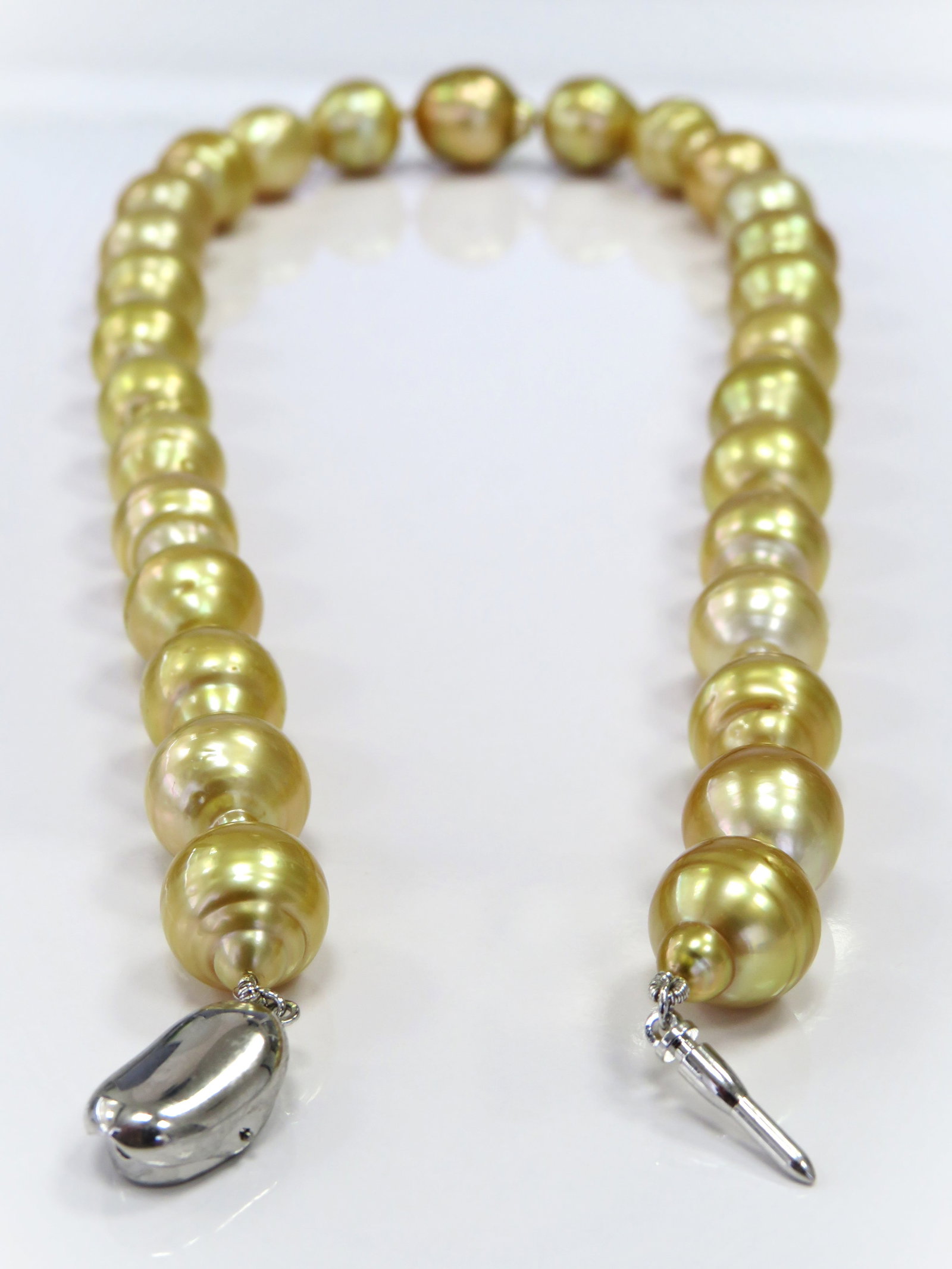 12-15mm Drop/Circle-Baroque Dark Golden South Sea Pearl Necklace - 3
