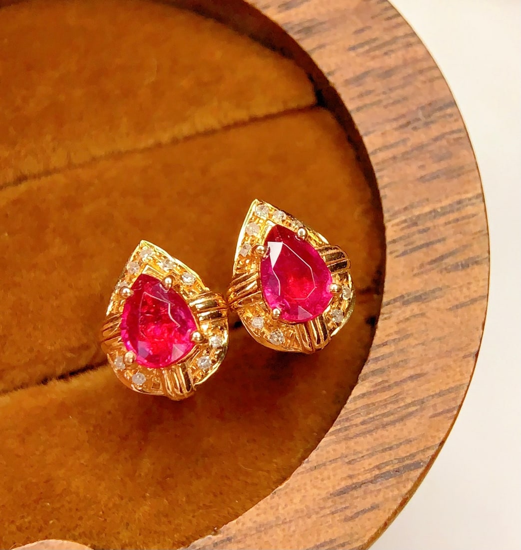 18K Gold Natural Tourmaline Earrings - 3