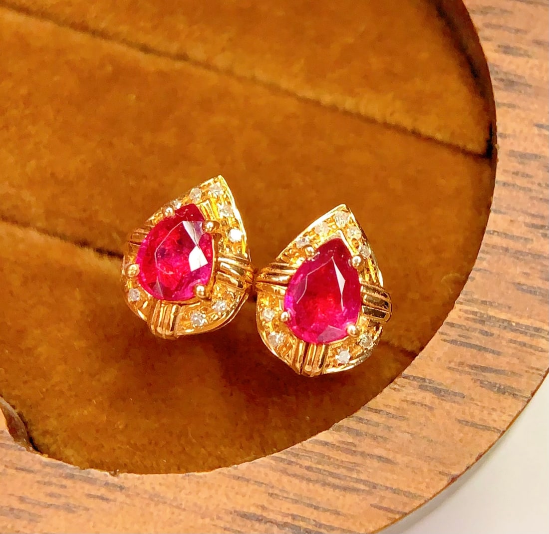 18K Gold Natural Tourmaline Earrings - 4