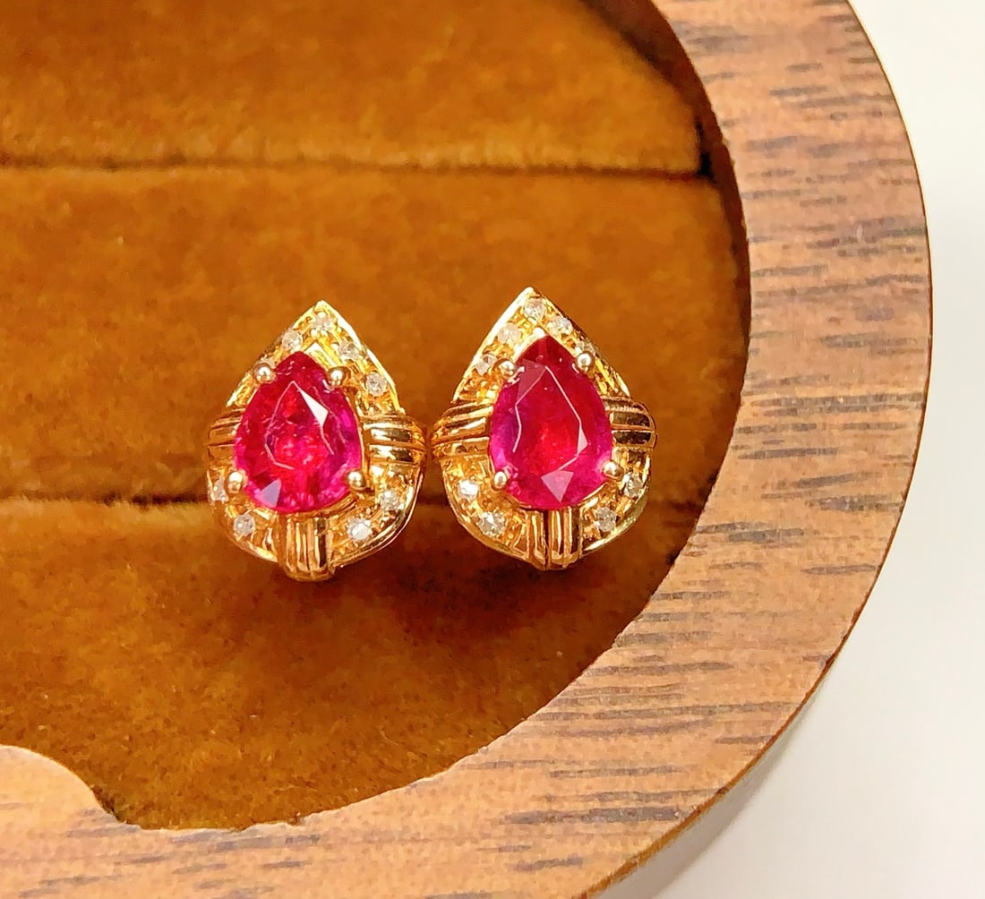 18K Gold Natural Tourmaline Earrings - 5