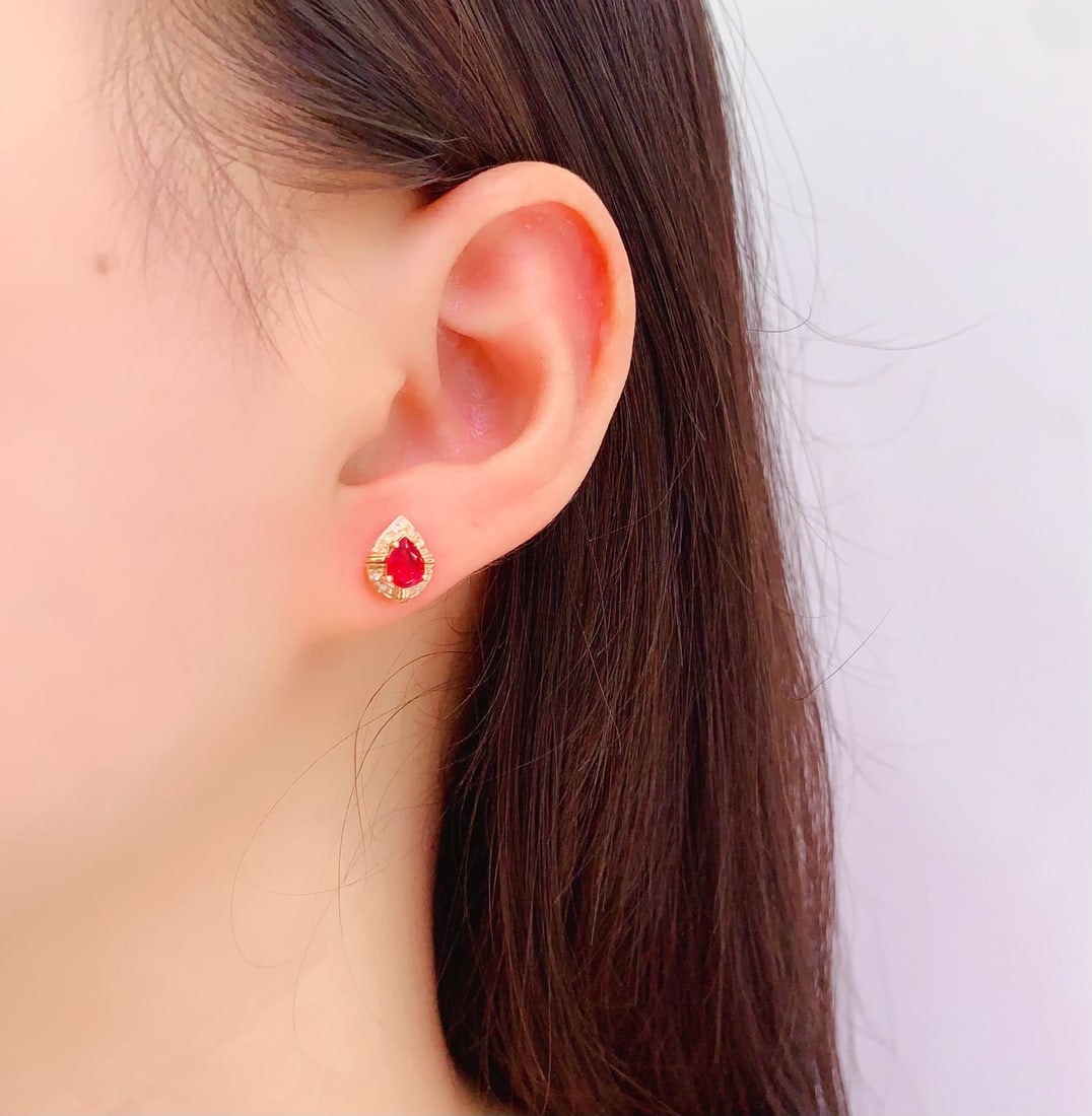 18K Gold Natural Tourmaline Earrings - 6