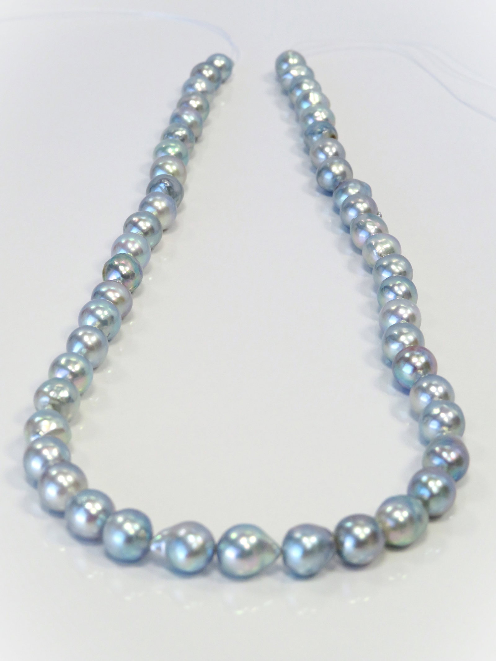 6-8mm Drop-Baroque Blue Akoya Pearl Necklace Strand - 2