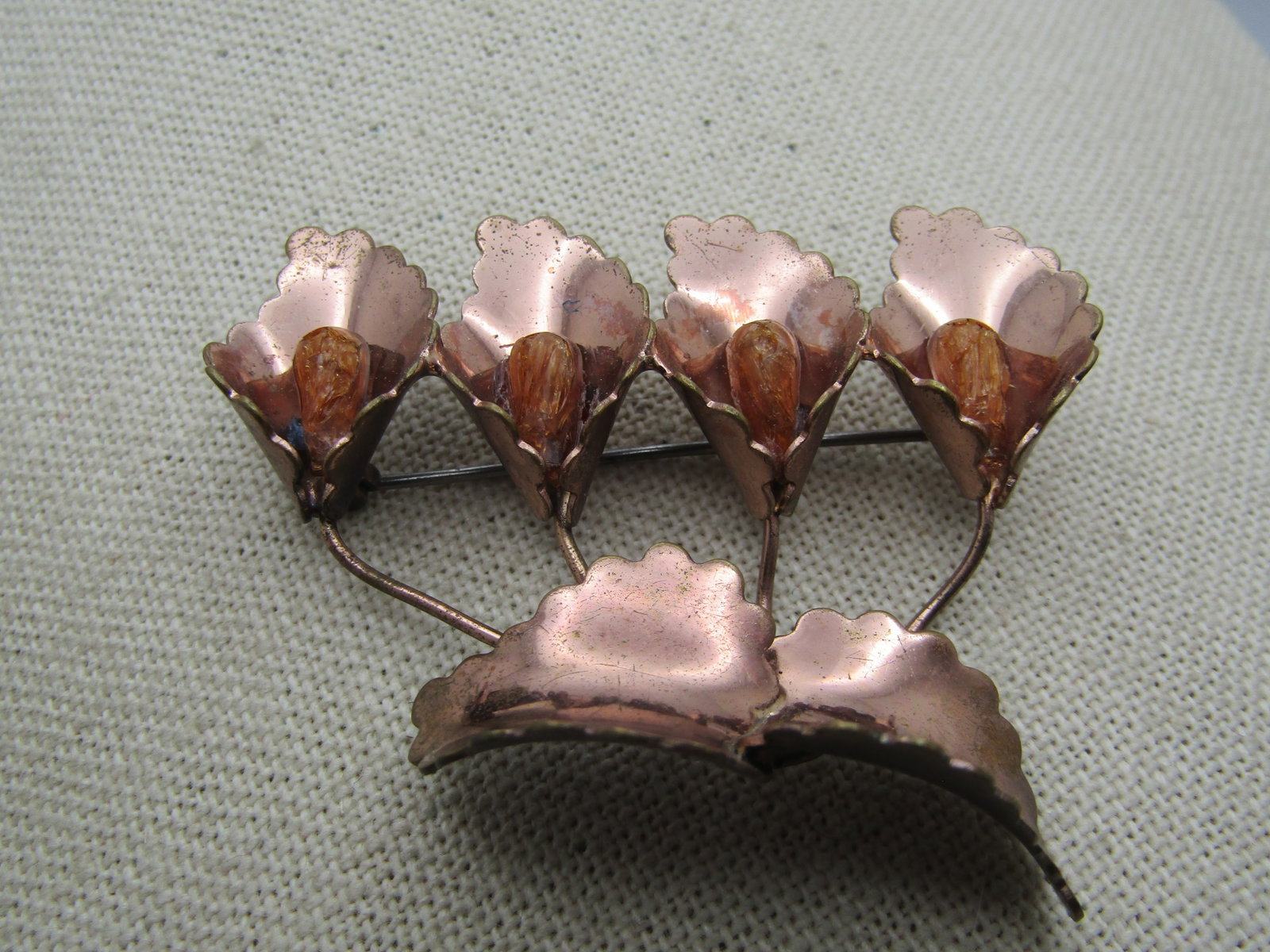 Vintage Rose to Coppertone Floral Brooch, 1940's - 2