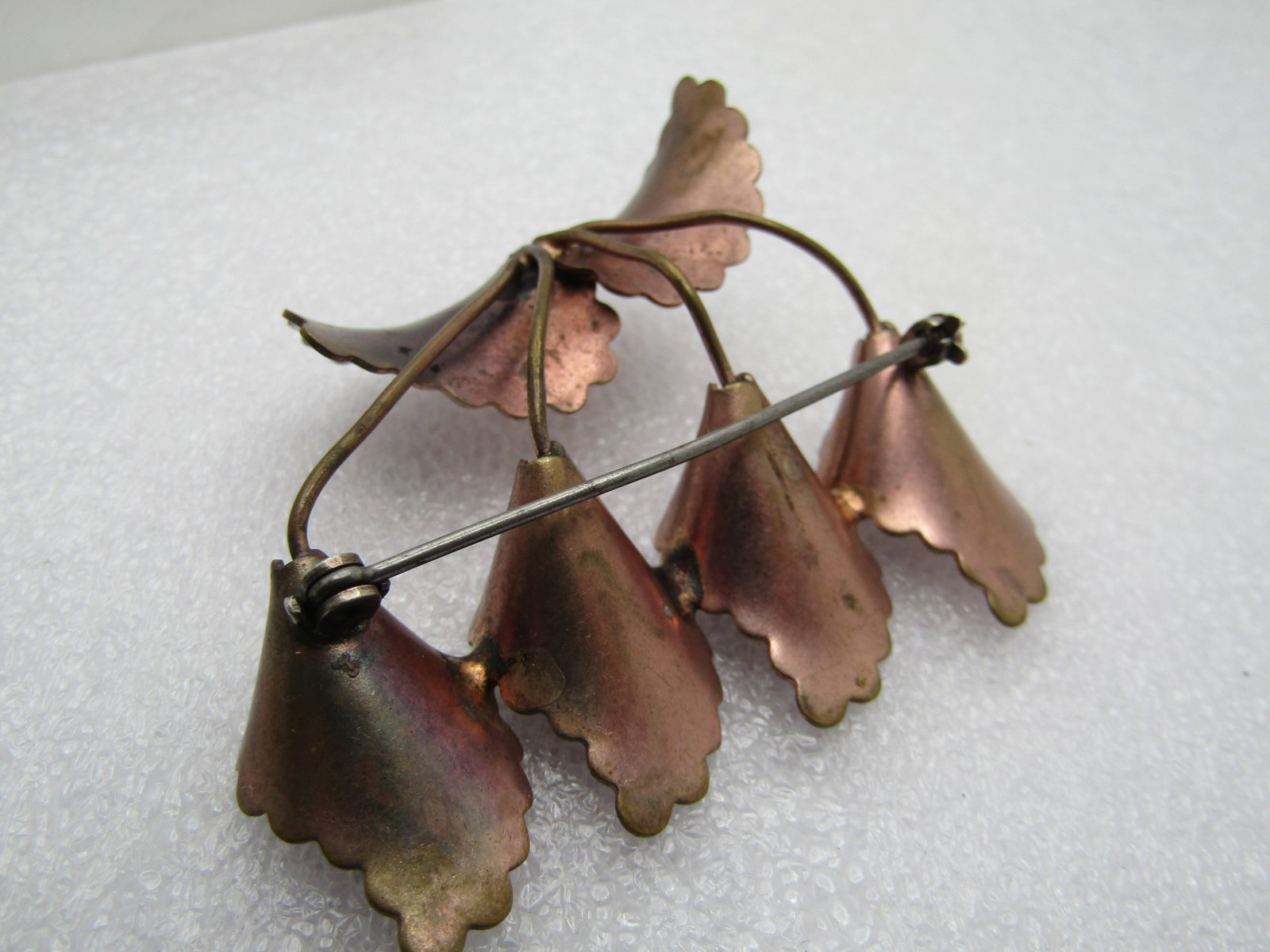 Vintage Rose to Coppertone Floral Brooch, 1940's - 5
