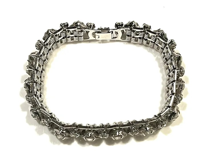 Vintage Statement Rhinestone Tennis Bracelet - 5