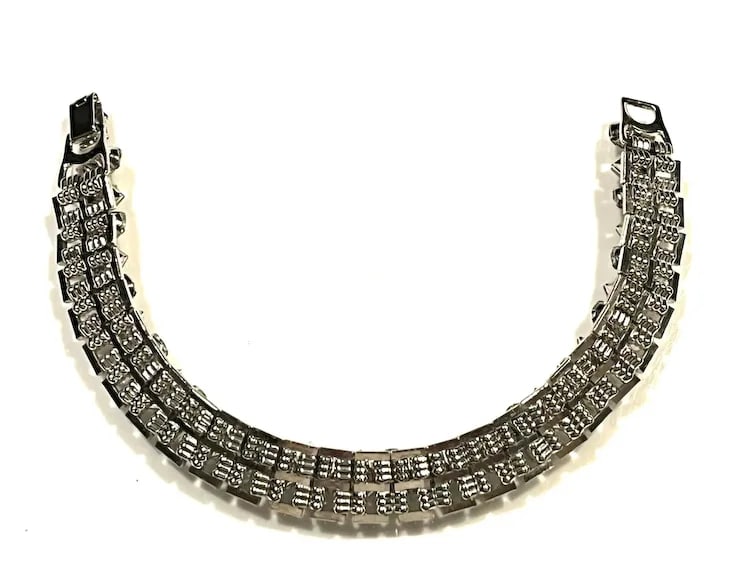 Vintage Statement Rhinestone Tennis Bracelet - 6