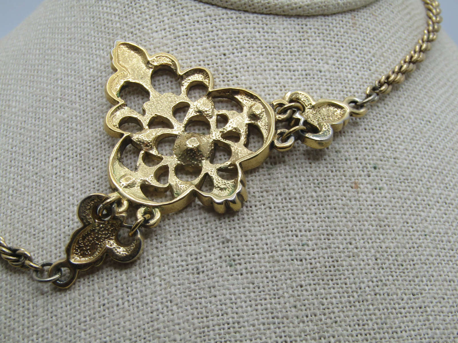 Vintage V Drop Necklace, Clear Rhinestones, 19", 1980's-1990's - 5