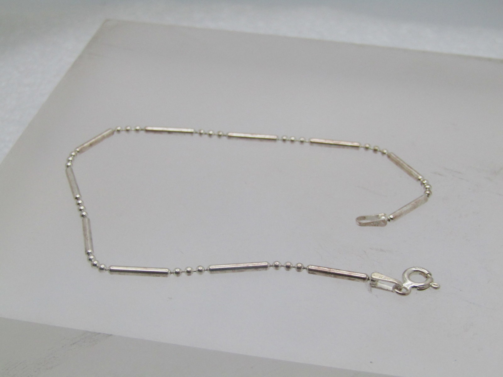 Sterling Bar & Ball Link Bracelet, 7.5", Italy , 1990's. Unisex (1 of 5)