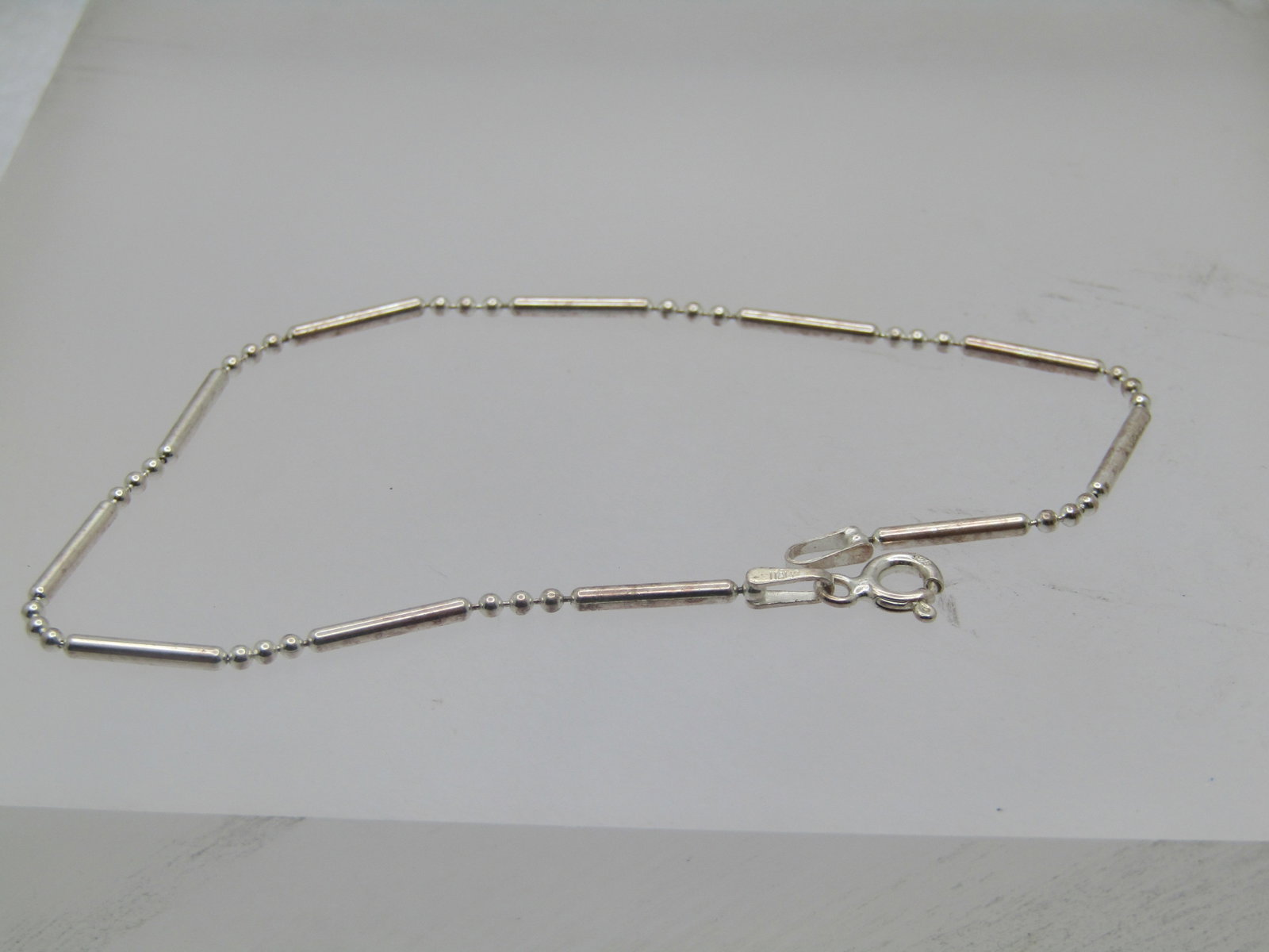 Sterling Bar & Ball Link Bracelet, 7.5", Italy , 1990's. Unisex - 3