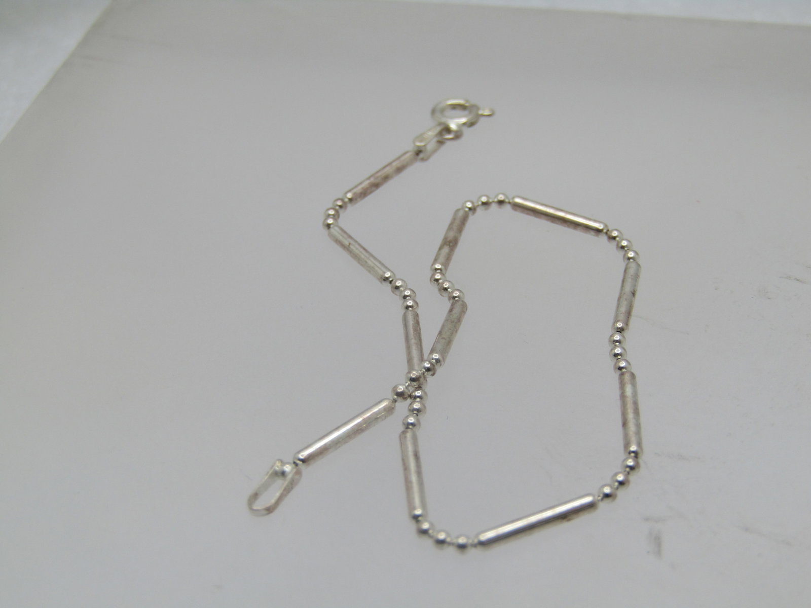 Sterling Bar & Ball Link Bracelet, 7.5", Italy , 1990's. Unisex - 4
