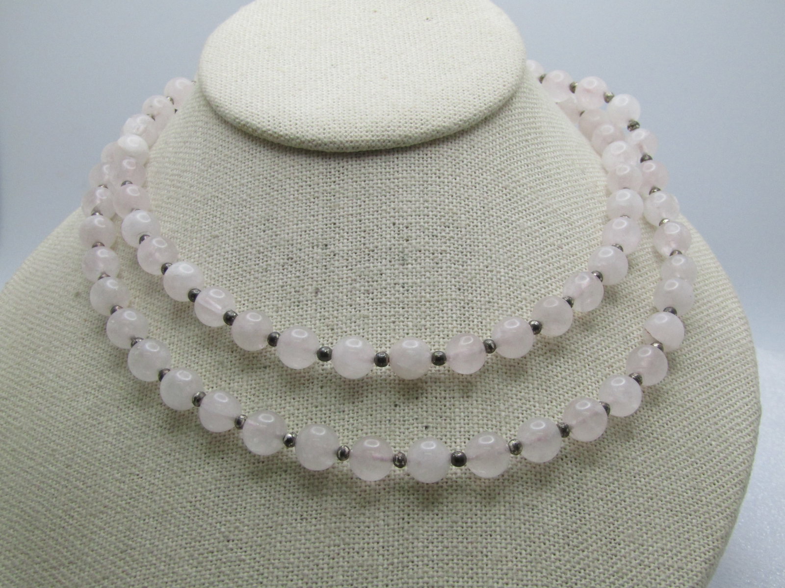 Vintage Quartz Beaded Necklace, 8mm, 32", 1970's-1980's (1 of 6)