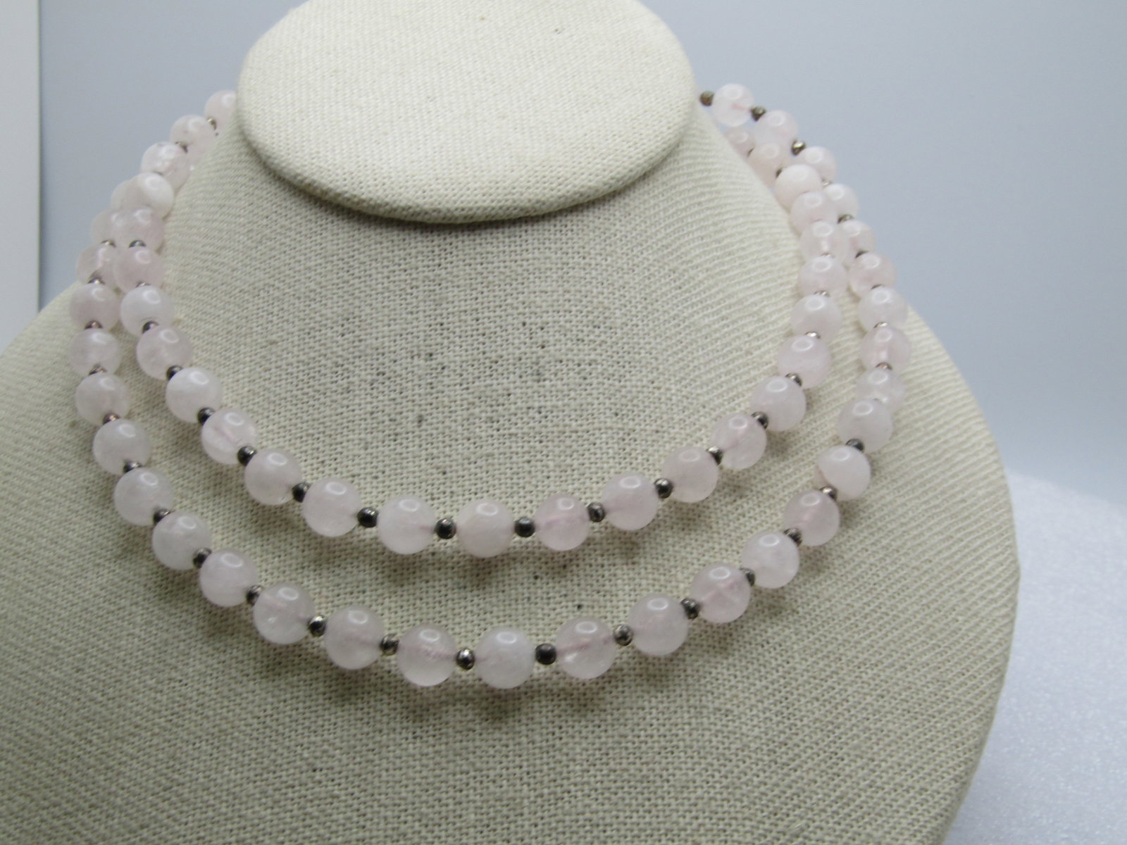 Vintage Quartz Beaded Necklace, 8mm, 32", 1970's-1980's - 2