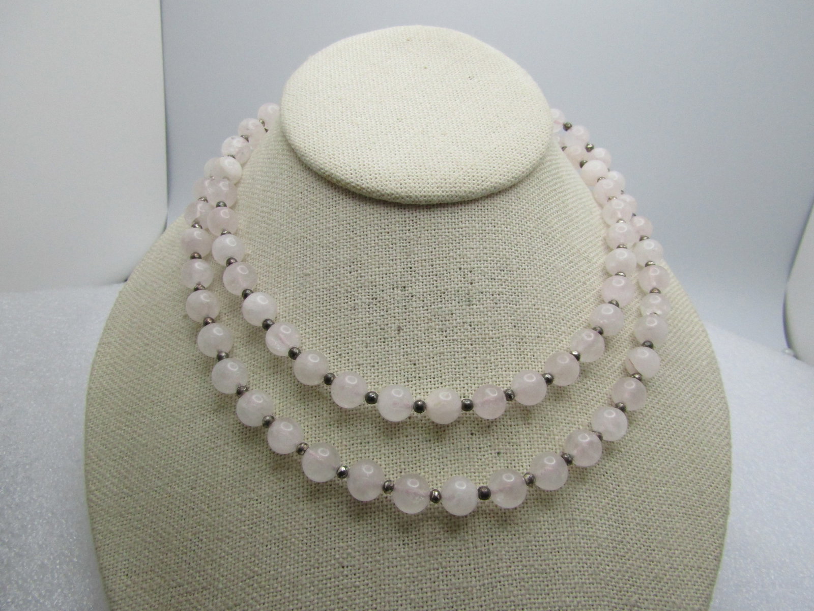 Vintage Quartz Beaded Necklace, 8mm, 32", 1970's-1980's - 3