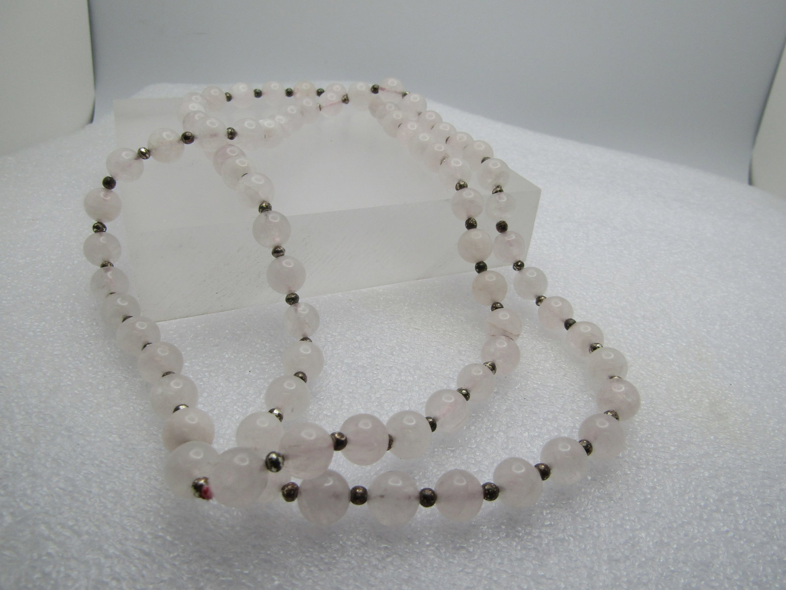 Vintage Quartz Beaded Necklace, 8mm, 32", 1970's-1980's - 5