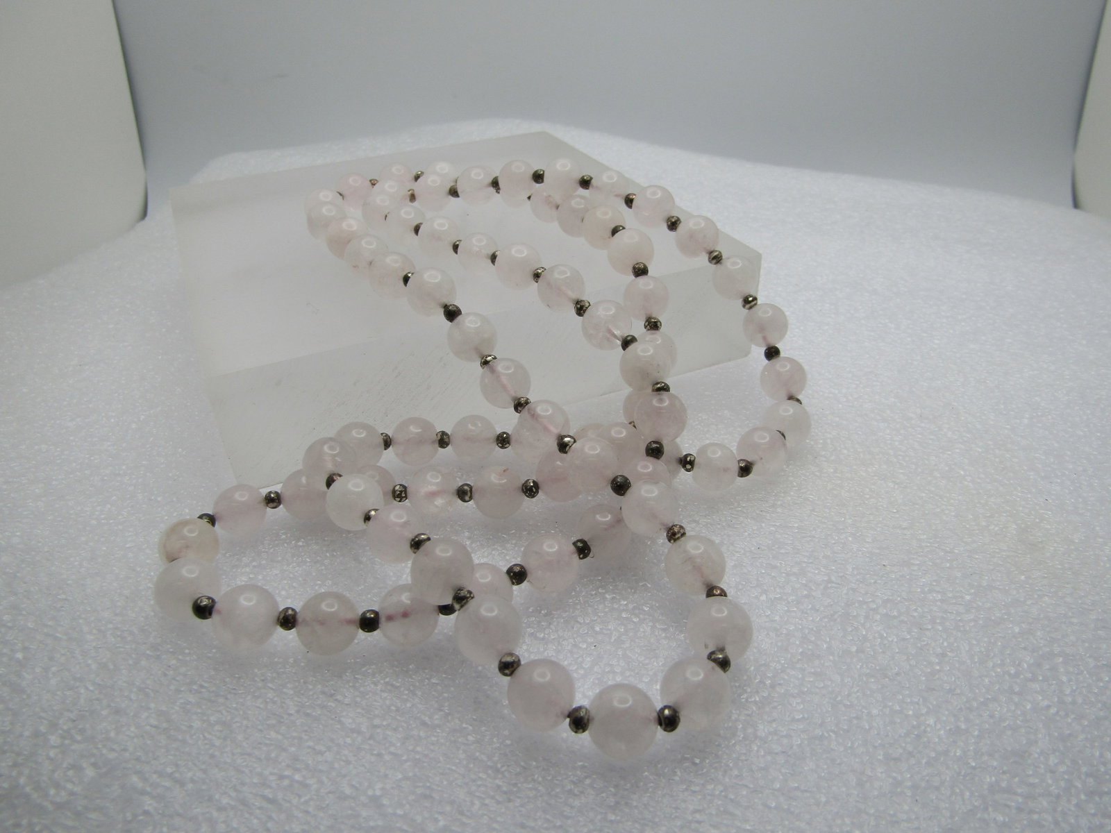Vintage Quartz Beaded Necklace, 8mm, 32", 1970's-1980's - 6