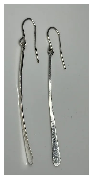 Estate Long Modern Sterling Silver Earrings - 2