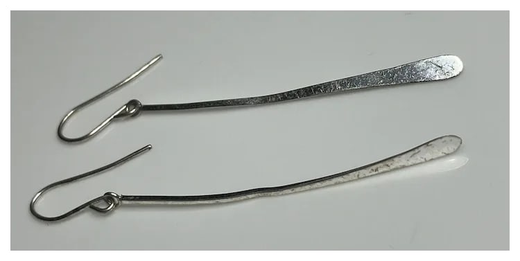 Estate Long Modern Sterling Silver Earrings - 3