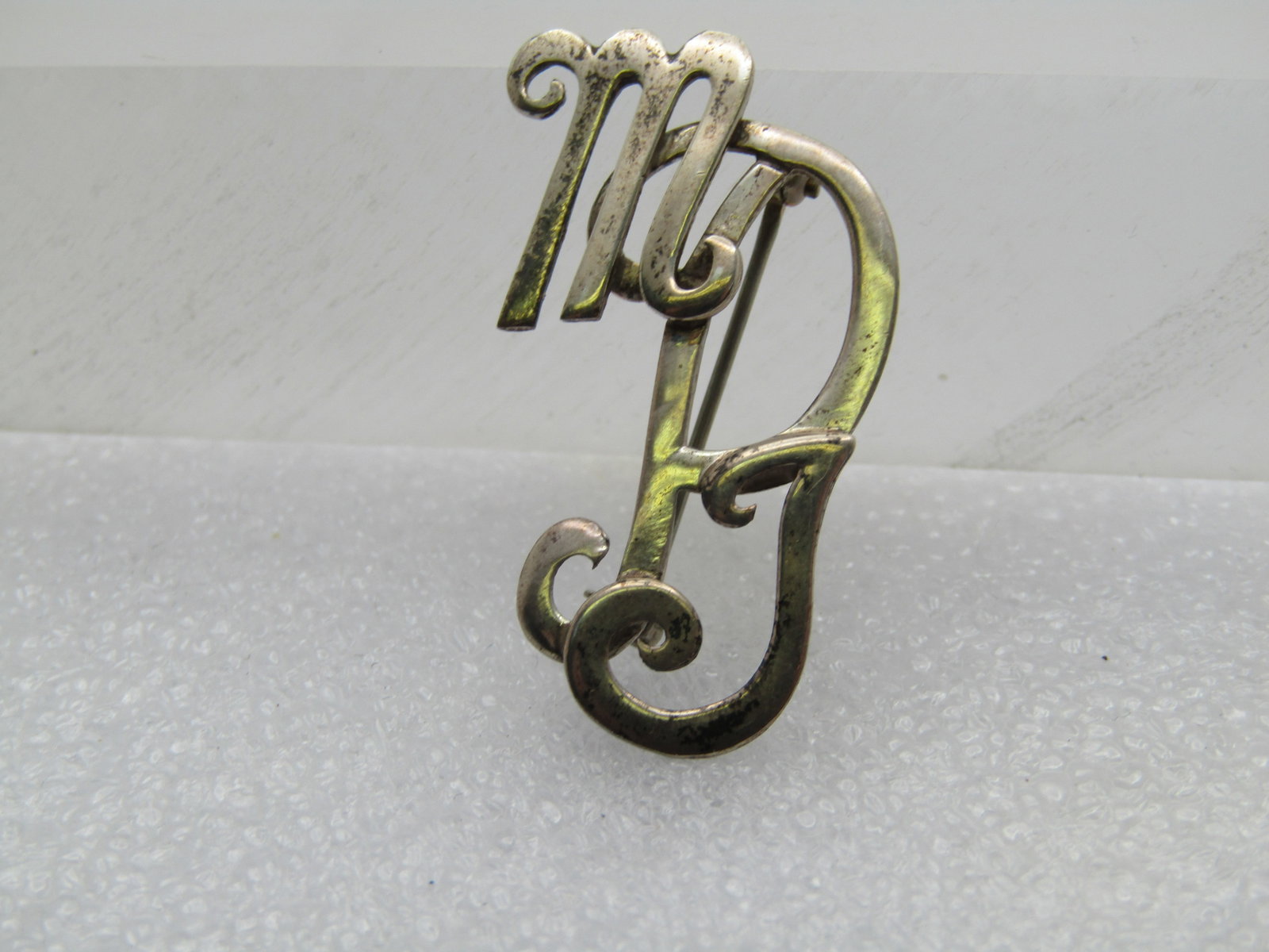 Vintage Sterling Initials MPJ Brooch, 1960's-1970's, Signed - 2