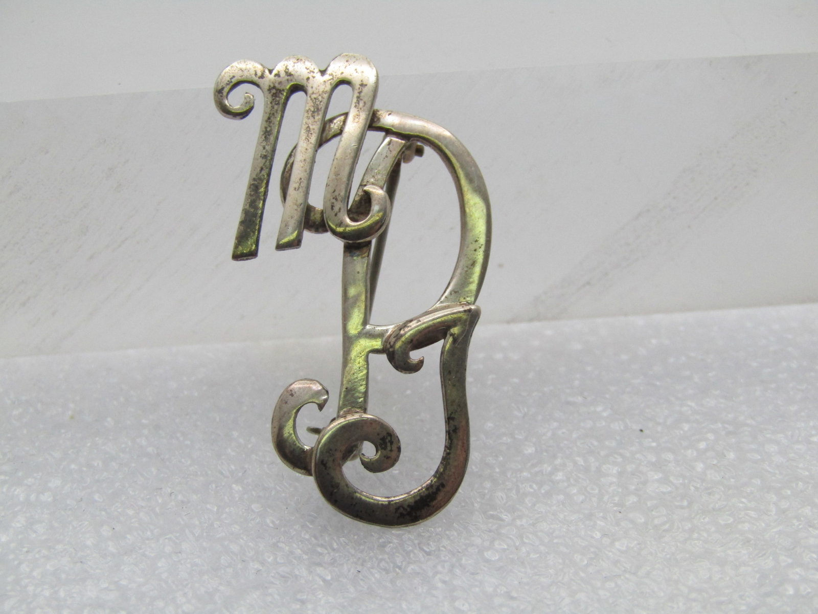 Vintage Sterling Initials MPJ Brooch, 1960's-1970's, Signed - 3