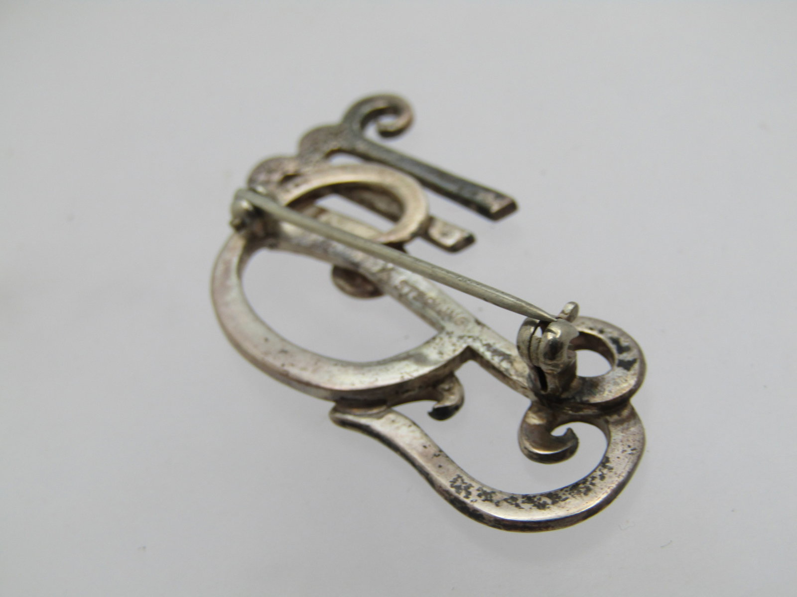 Vintage Sterling Initials MPJ Brooch, 1960's-1970's, Signed - 4