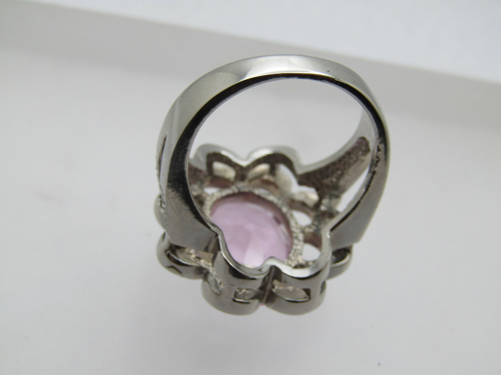 Vintage Pink & Clear Rhinestone Ring, Sz. 9.5, Statement/Cocktail - 6