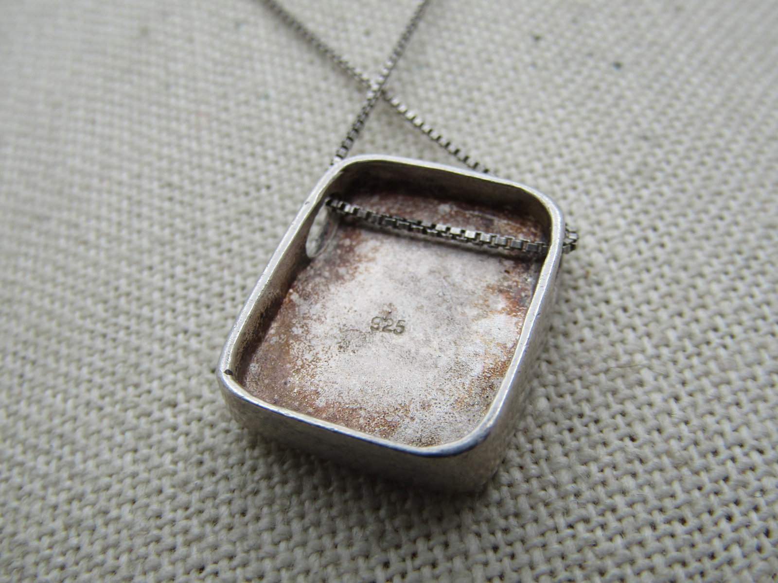 Vintage Sterling Inlaid Agate Necklace, 19.5", 1980's-1990's - 6