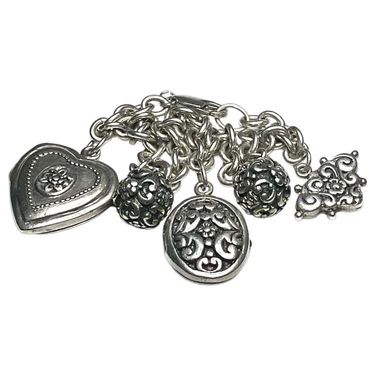 Vintage Sterling Silver Locket Charm Bracelet (1 of 8)