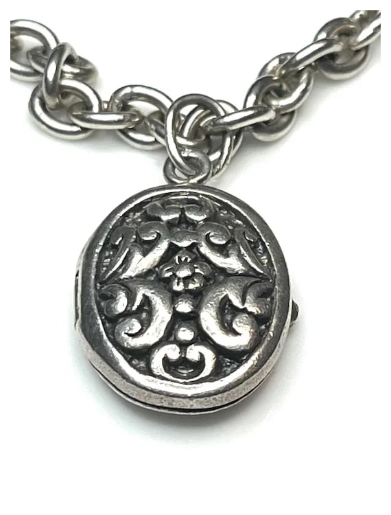 Vintage Sterling Silver Locket Charm Bracelet - 5