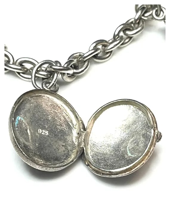 Vintage Sterling Silver Locket Charm Bracelet - 6