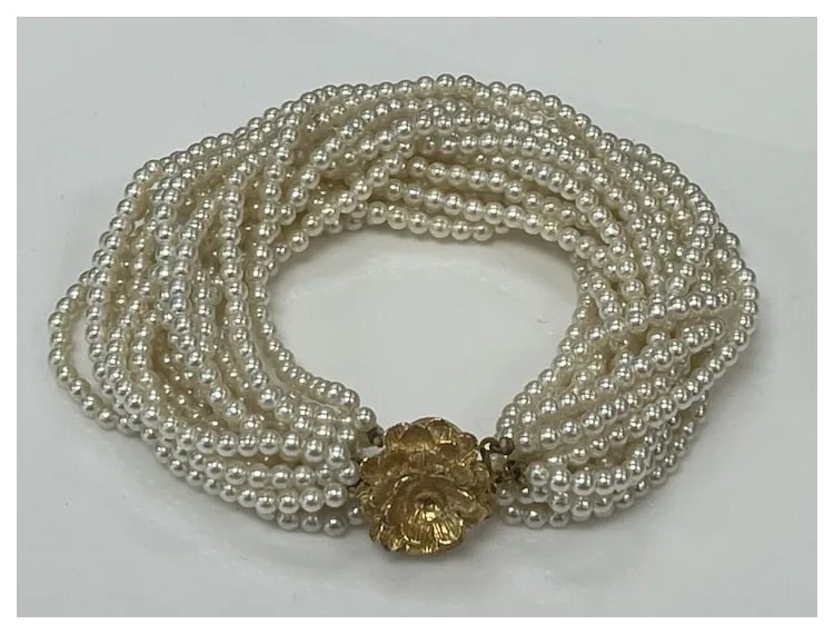 Vintage Multi Strand Bracelet and Statement Earring Set - 4