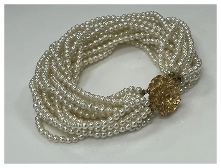 Vintage Multi Strand Bracelet and Statement Earring Set - 5