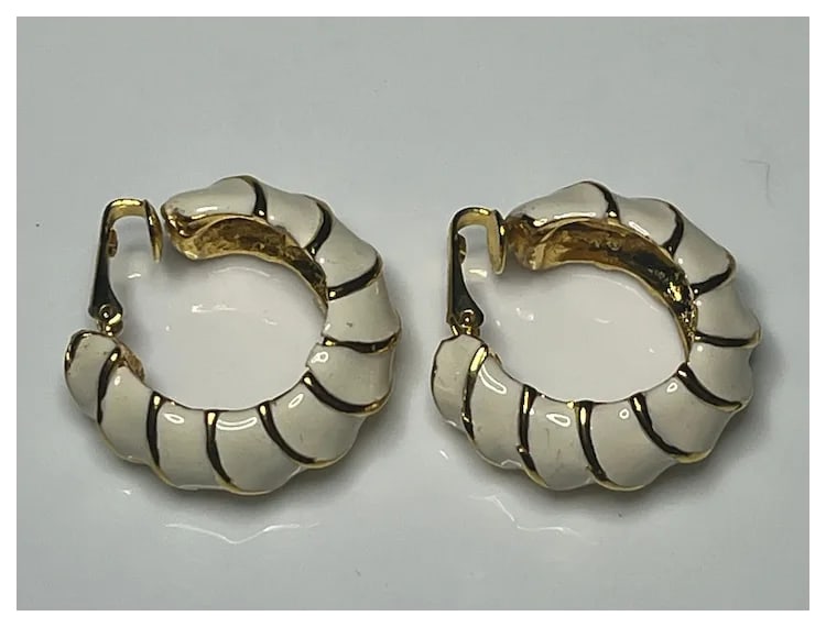 Vintage Signed Kenneth J Lane KJL Enamel Earrings - 2