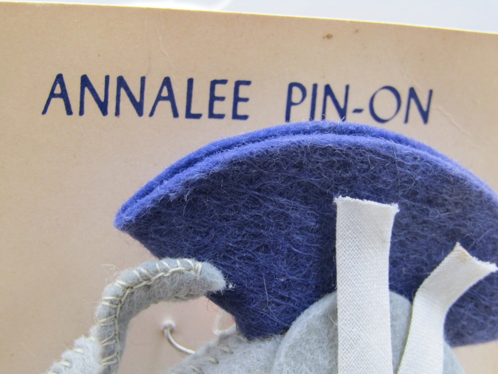 Felt Elephant Brooch Annalee Pin-On, Vintage New on Card, Mint - 2