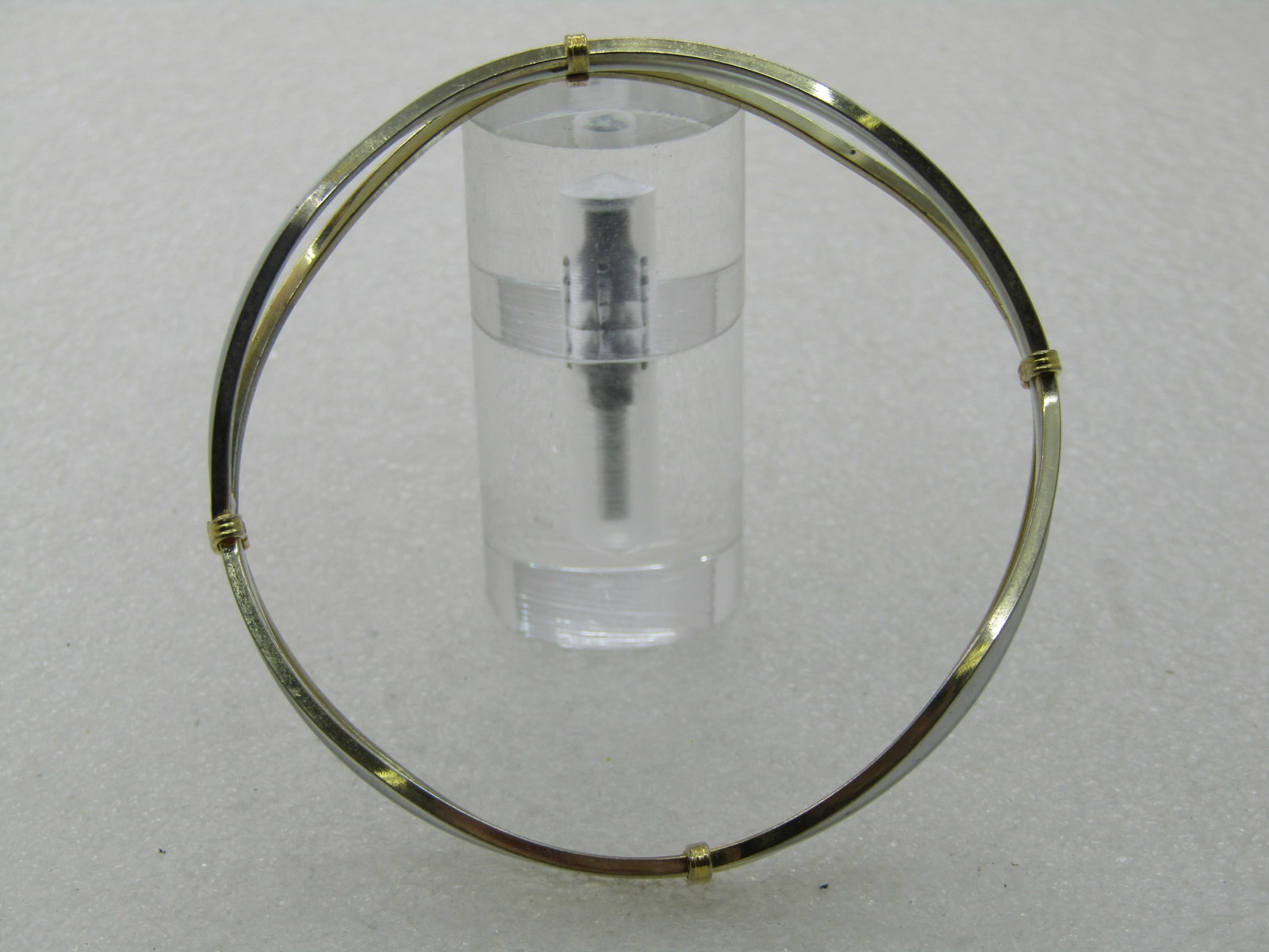 Vintage White Enameled & Gold Tone Bangle Bracelet, 7.5"m 1960's - 4