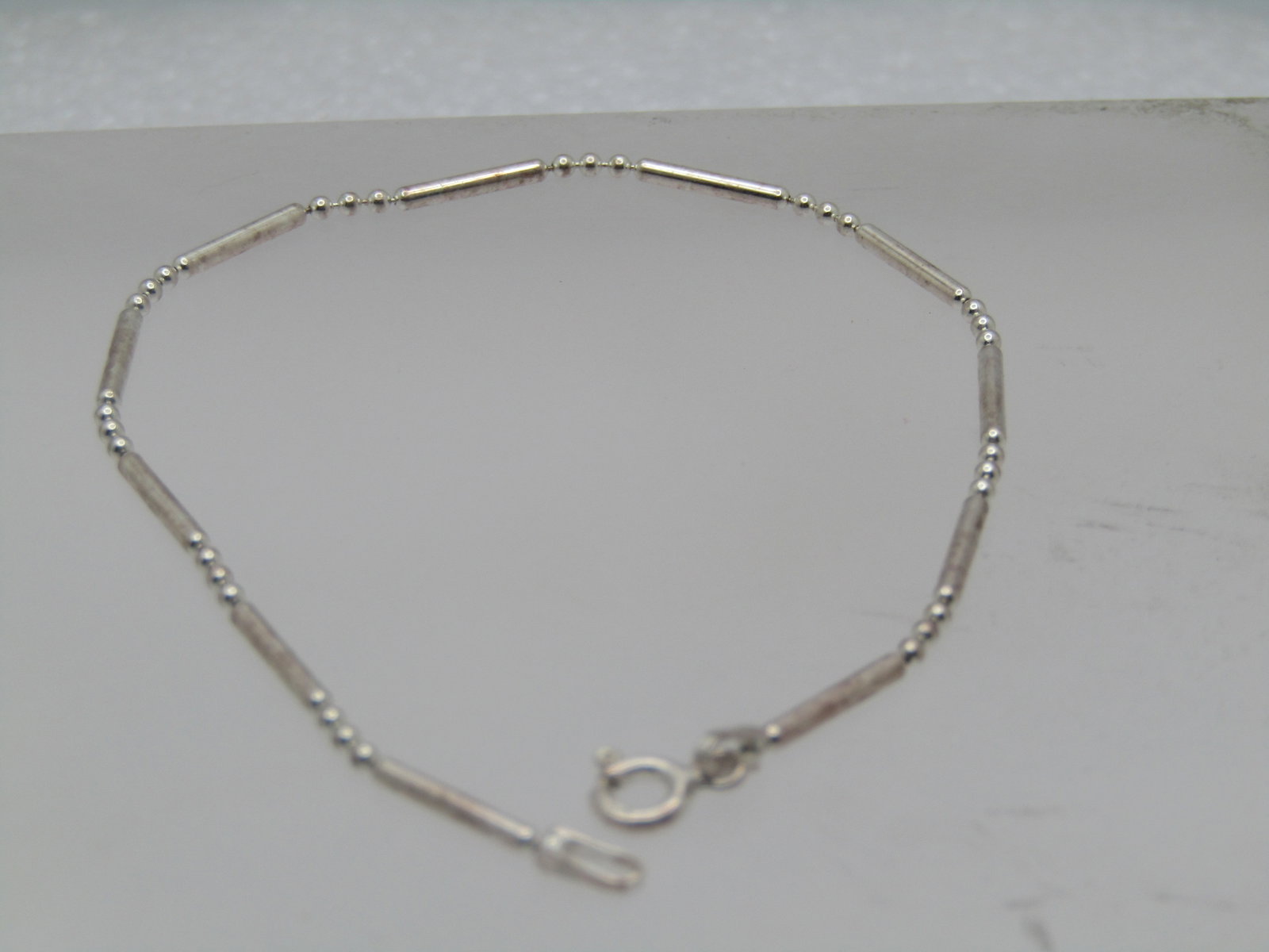 Sterling Bar & Ball Link Bracelet, 7.5", Italy , 1990's. Unisex - 2