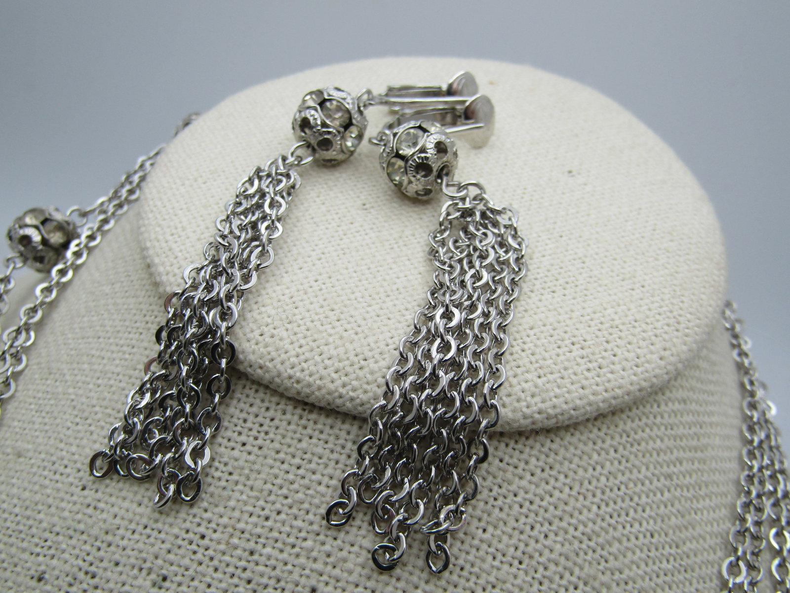 Vintage Rhinestone Filigree Orb Beaded Necklace Earrings Set, 1960's-1970's, Sarah Coventry - 4
