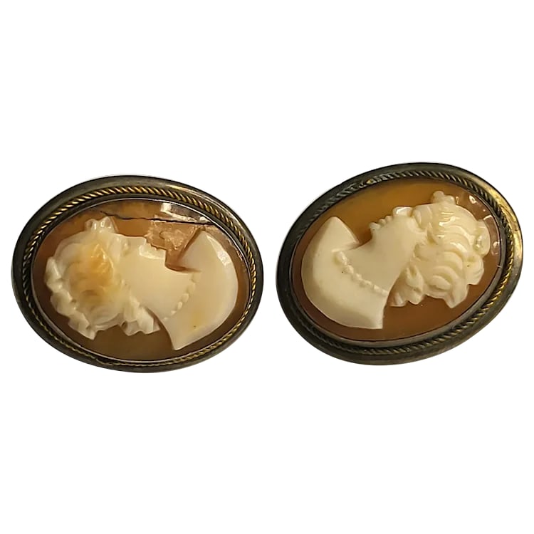 Vintage Shell Cameo Screw-Back Earrings (1 of 6)