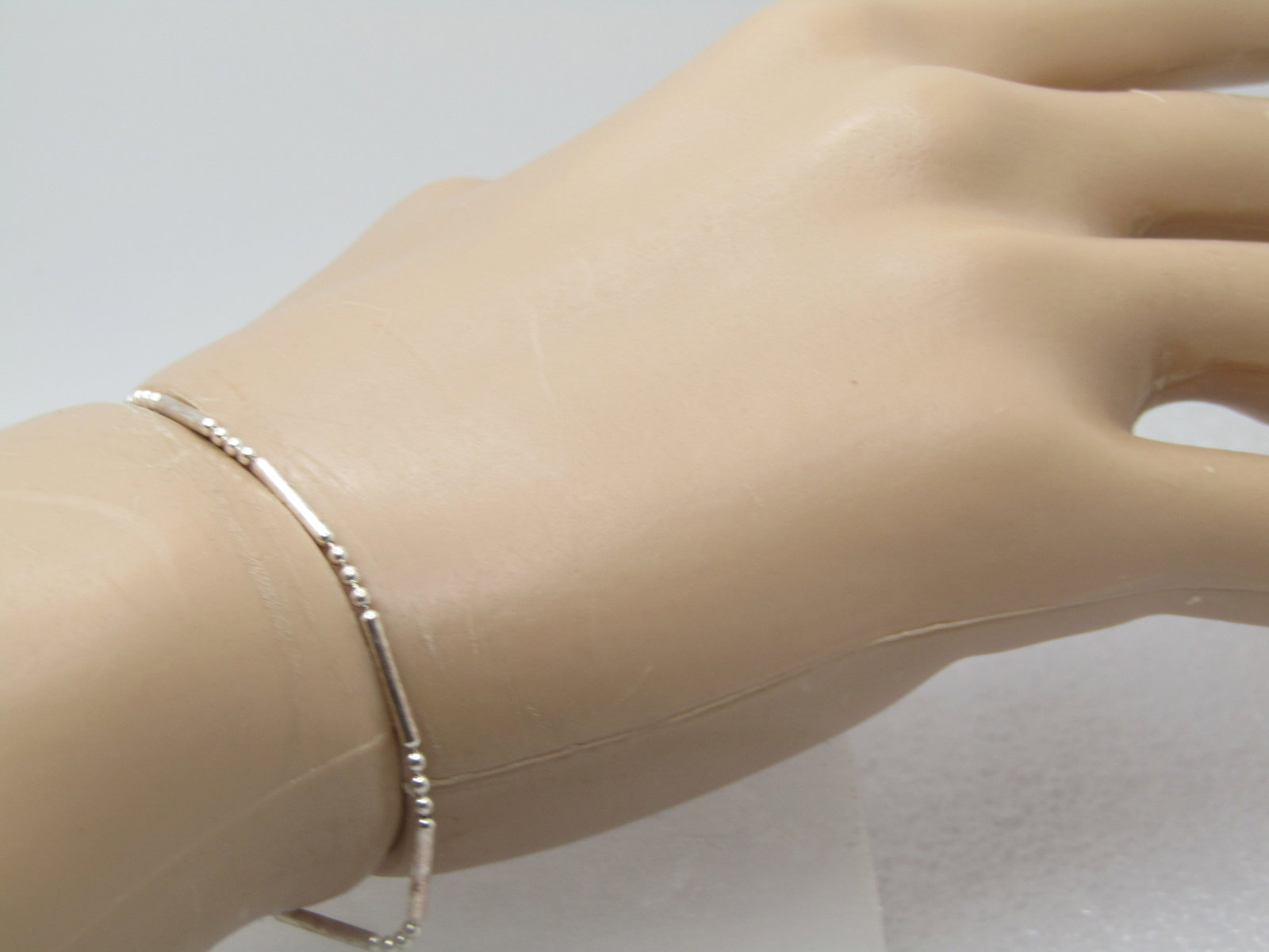 Sterling Bar & Ball Link Bracelet, 7.5", Italy , 1990's. Unisex (1 of 5)