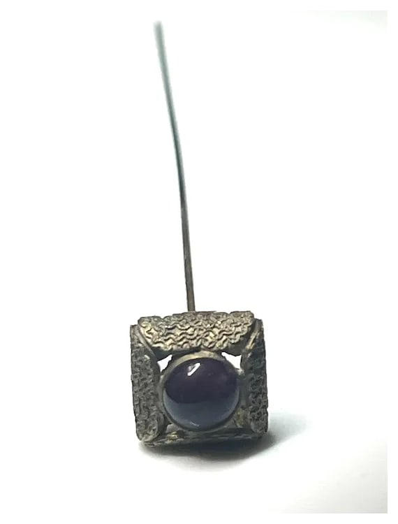 Vintage Amethyst Cabochon Hatpin - 2