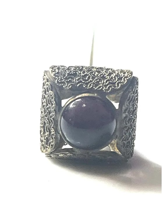 Vintage Amethyst Cabochon Hatpin - 4