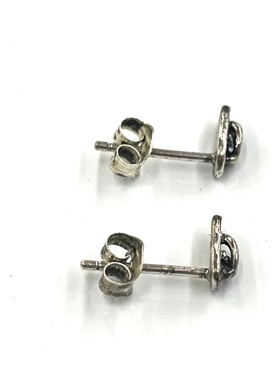 Estate Sterling Silver Flip Flop Earring Studs - 3