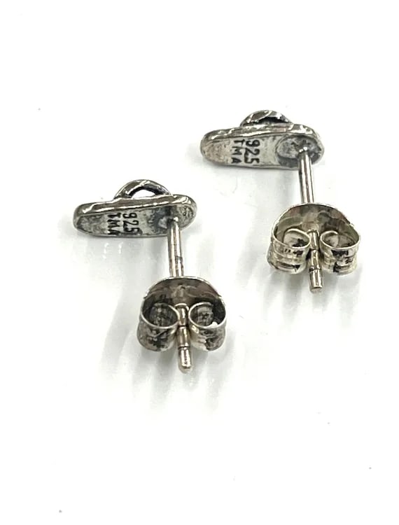 Estate Sterling Silver Flip Flop Earring Studs - 4