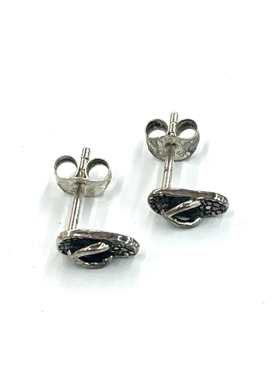 Estate Sterling Silver Flip Flop Earring Studs - 5