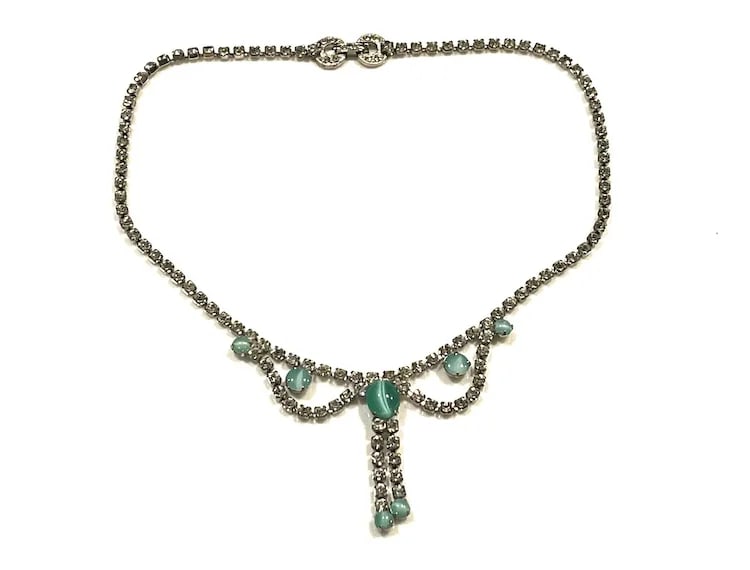 Vintage Rhinestone Statement Necklace - 2