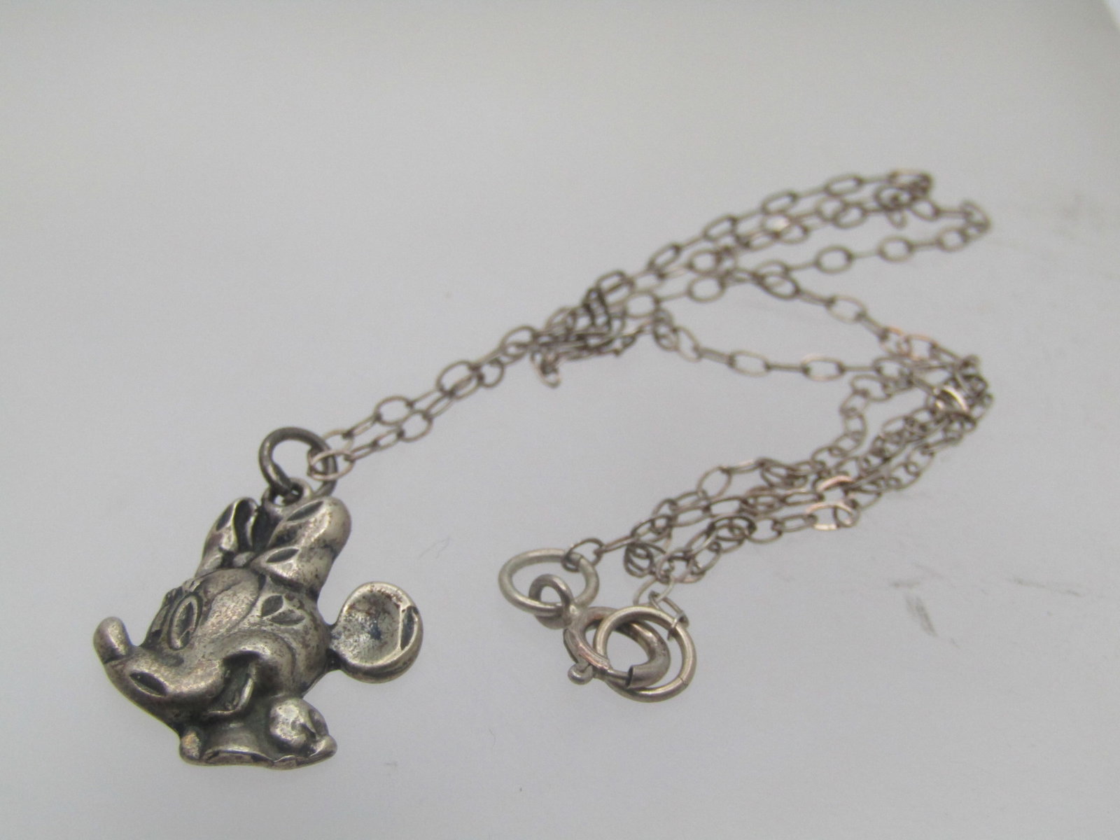 Vintage Sterling Minnie Mouse Necklace, 18", Signed - 4
