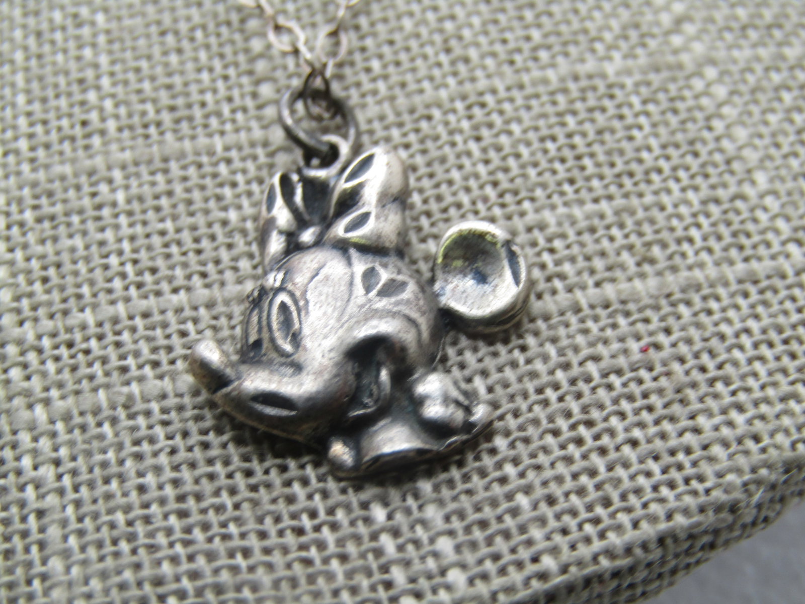 Vintage Sterling Minnie Mouse Necklace, 18", Signed - 6
