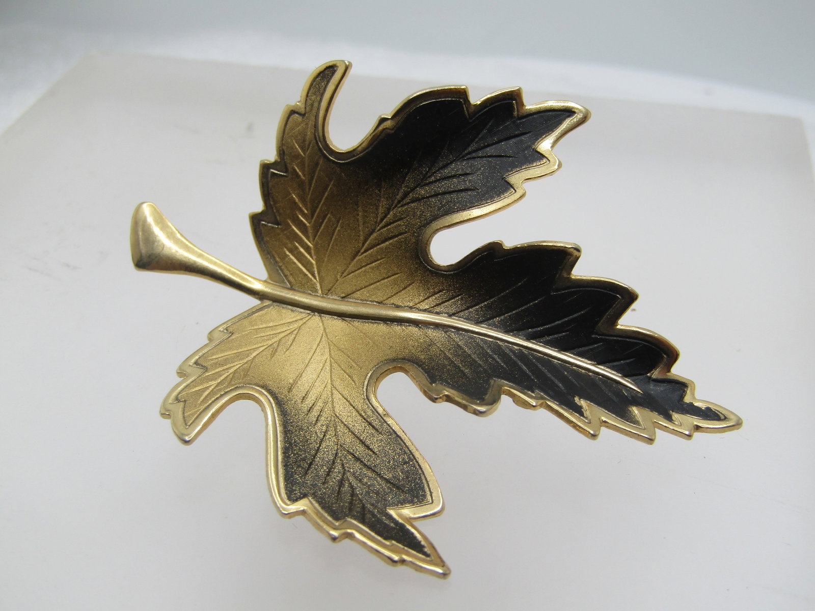 Vintage Black & Gold Leaf Brooch, Maple, 1960's-1970's - 2